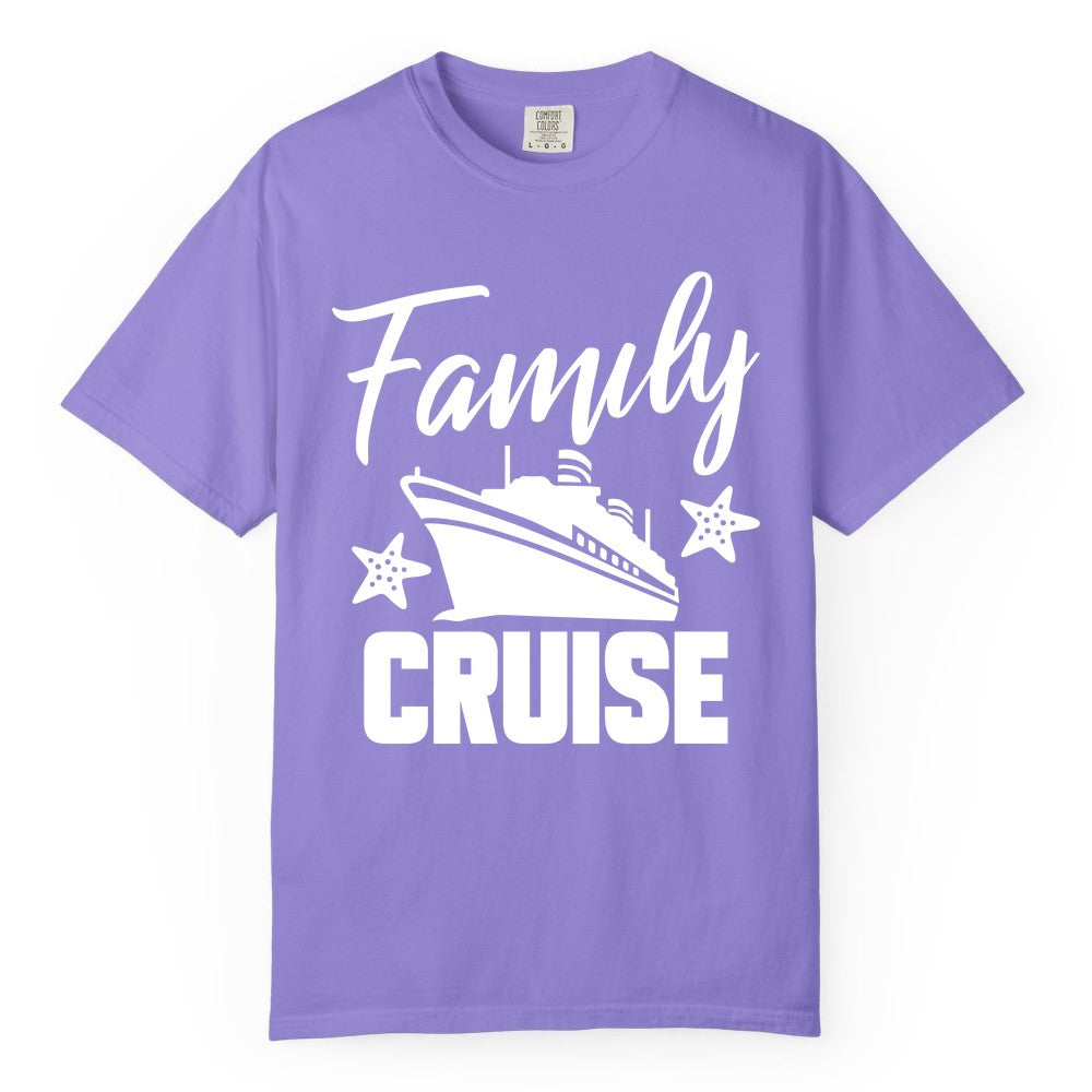 Family Cruise Shirt - Matching Cruise Vacation Apparel with Starfish (Comfort Color) in Violet - Family Cruise Shirt - Cruise Ship and Starfish Matching Family Tee