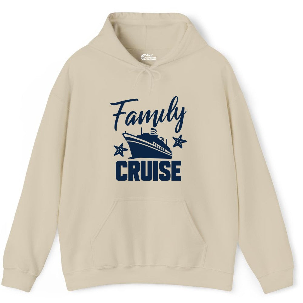 Family Cruise Shirt - Matching Cruise Vacation Apparel with Starfish (Hoodie) in Sand - Family Cruise Shirt - Cruise Ship and Starfish Matching Family Tee