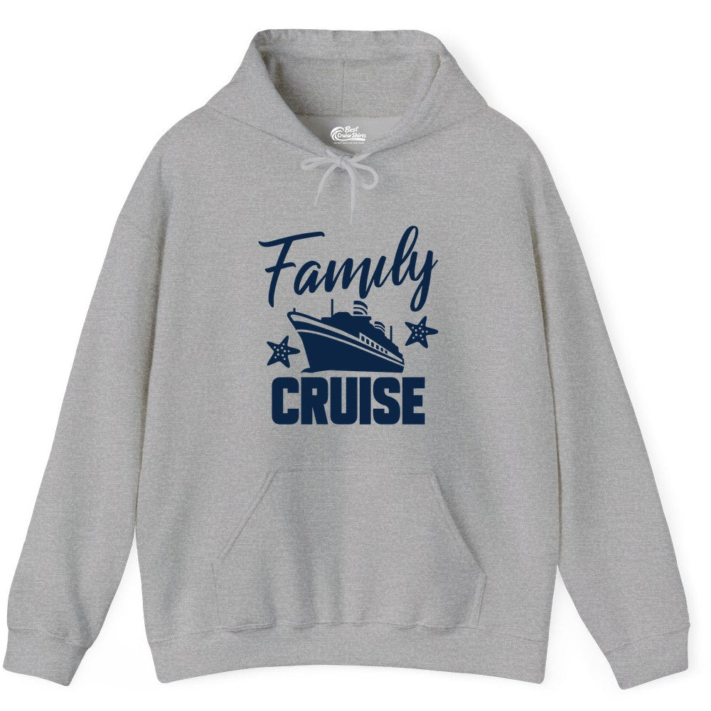 Family Cruise Shirt - Matching Cruise Vacation Apparel with Starfish (Hoodie) in Sport Grey - Family Cruise Shirt - Cruise Ship and Starfish Matching Family Tee