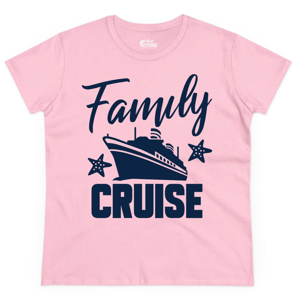 Family Cruise Shirt - Matching Cruise Vacation Apparel with Starfish (Ladies Tee) in Light Pink - Family Cruise Shirt - Cruise Ship and Starfish Matching Family Tee