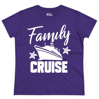 Family Cruise Shirt - Matching Cruise Vacation Apparel with Starfish (Ladies Tee) in Purple - Family Cruise Shirt - Cruise Ship and Starfish Matching Family Tee