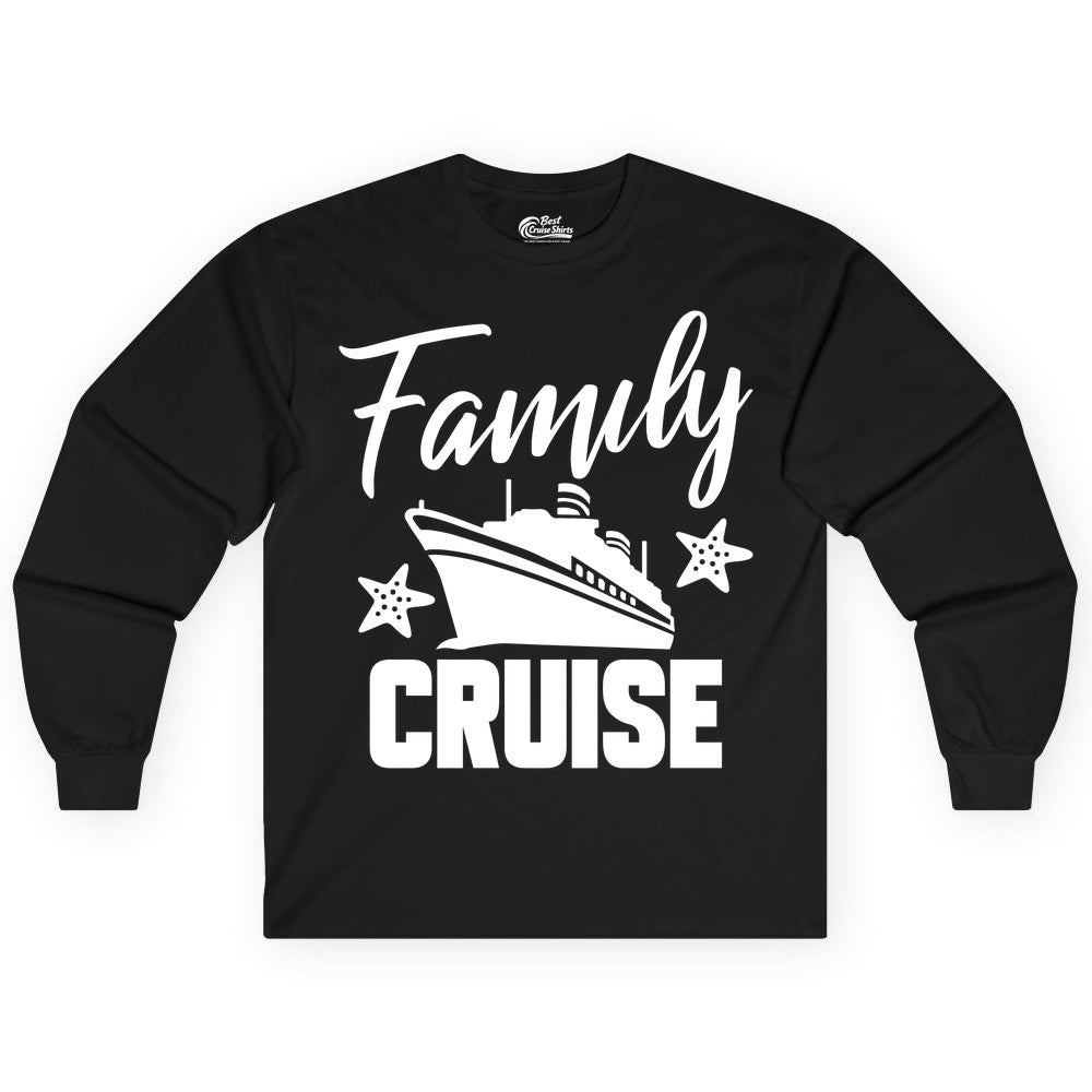 Family Cruise Shirt - Matching Cruise Vacation Apparel with Starfish (Long Sleeve) in Black - Family Cruise Shirt - Cruise Ship and Starfish Matching Family Tee
