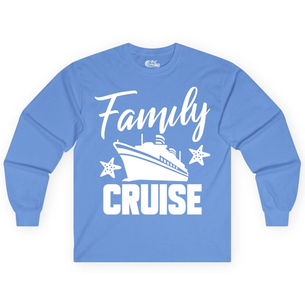 Family Cruise Shirt - Matching Cruise Vacation Apparel with Starfish (Long Sleeve) in Carolina Blue - Family Cruise Shirt - Cruise Ship and Starfish Matching Family Tee