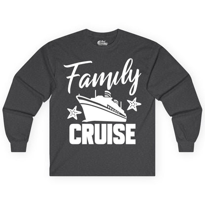Family Cruise Shirt - Matching Cruise Vacation Apparel with Starfish (Long Sleeve) in Dark Heather - Family Cruise Shirt - Cruise Ship and Starfish Matching Family Tee