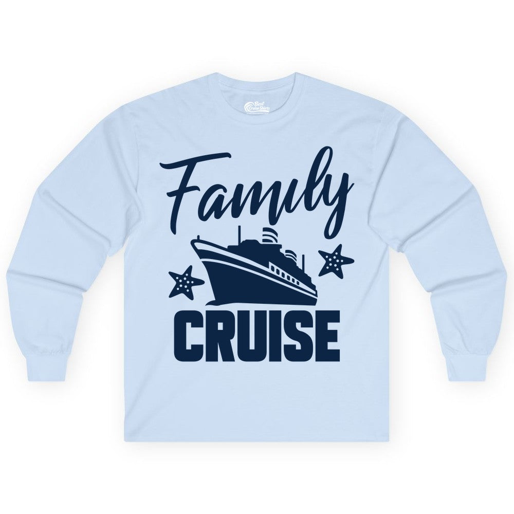Family Cruise Shirt - Matching Cruise Vacation Apparel with Starfish (Long Sleeve) in Light Blue - Family Cruise Shirt - Cruise Ship and Starfish Matching Family Tee