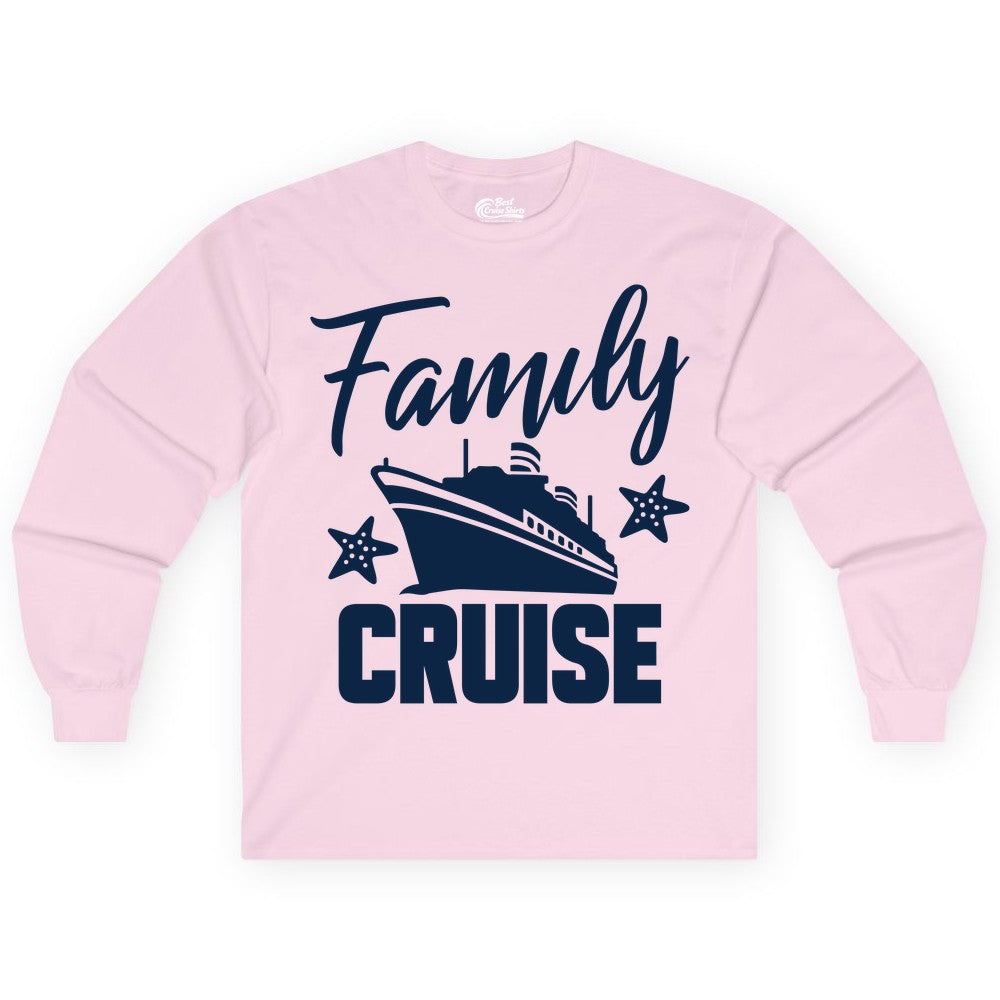 Family Cruise Shirt - Matching Cruise Vacation Apparel with Starfish (Long Sleeve) in Light Pink - Family Cruise Shirt - Cruise Ship and Starfish Matching Family Tee