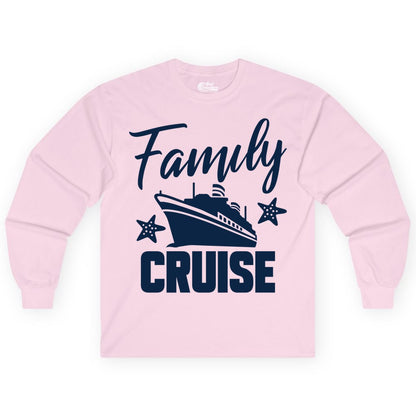 Family Cruise Shirt - Matching Cruise Vacation Apparel with Starfish (Long Sleeve) in Light Pink - Family Cruise Shirt - Cruise Ship and Starfish Matching Family Tee