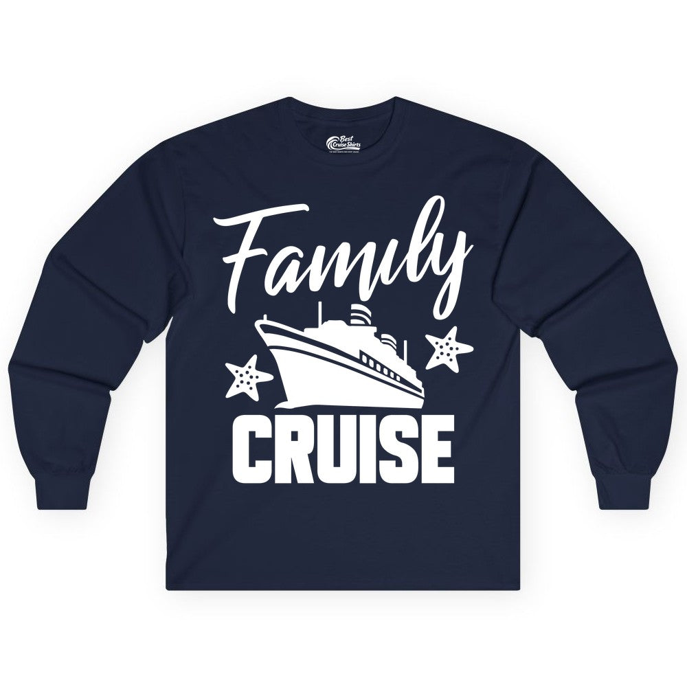 Family Cruise Shirt - Matching Cruise Vacation Apparel with Starfish (Long Sleeve) in Navy - Family Cruise Shirt - Cruise Ship and Starfish Matching Family Tee
