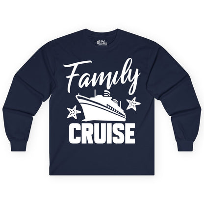 Family Cruise Shirt - Matching Cruise Vacation Apparel with Starfish (Long Sleeve) in Navy - Family Cruise Shirt - Cruise Ship and Starfish Matching Family Tee