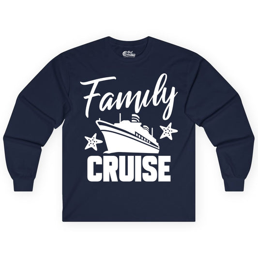 Family Cruise Shirt - Matching Cruise Vacation Apparel with Starfish (Long Sleeve) in Navy - Family Cruise Shirt - Cruise Ship and Starfish Matching Family Tee