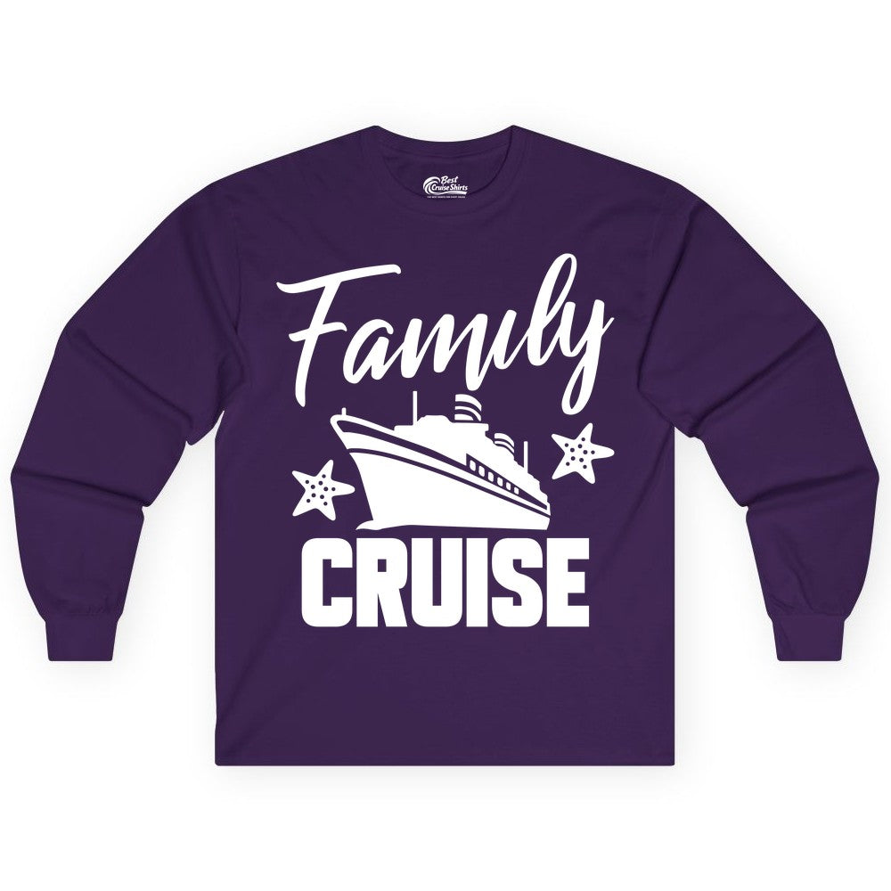 Family Cruise Shirt - Matching Cruise Vacation Apparel with Starfish (Long Sleeve) in Purple - Family Cruise Shirt - Cruise Ship and Starfish Matching Family Tee