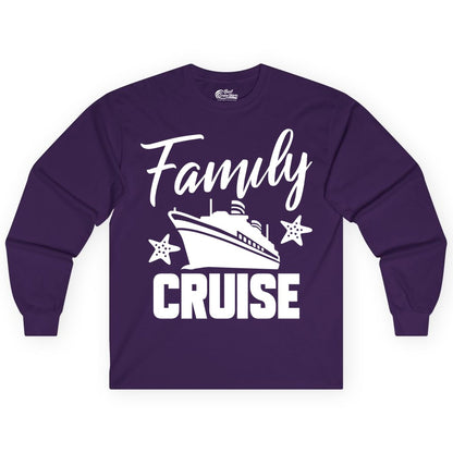 Family Cruise Shirt - Matching Cruise Vacation Apparel with Starfish (Long Sleeve) in Purple - Family Cruise Shirt - Cruise Ship and Starfish Matching Family Tee