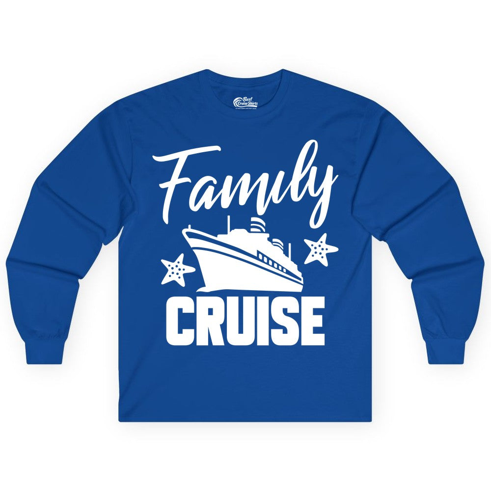 Family Cruise Shirt - Matching Cruise Vacation Apparel with Starfish (Long Sleeve) in Royal - Family Cruise Shirt - Cruise Ship and Starfish Matching Family Tee