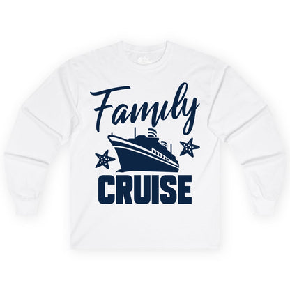 Family Cruise Shirt - Matching Cruise Vacation Apparel with Starfish (Long Sleeve) in White - Family Cruise Shirt - Cruise Ship and Starfish Matching Family Tee