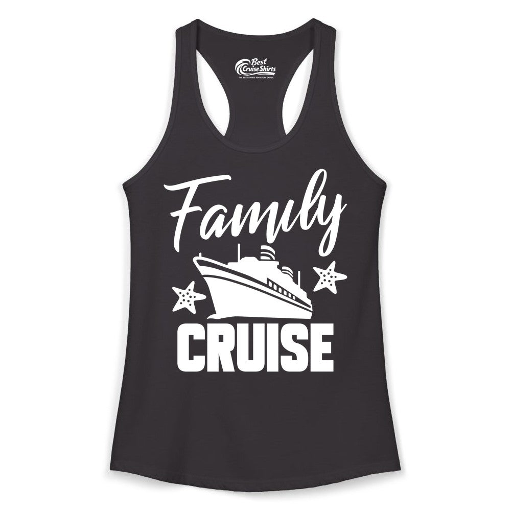 Family Cruise Shirt - Matching Cruise Vacation Apparel with Starfish (Ladies Tank) in Black - Family Cruise Shirt - Cruise Ship and Starfish Matching Family Tee