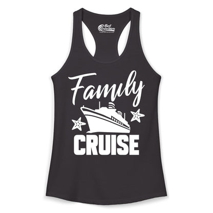 Family Cruise Shirt - Matching Cruise Vacation Apparel with Starfish (Ladies Tank) in Black - Family Cruise Shirt - Cruise Ship and Starfish Matching Family Tee