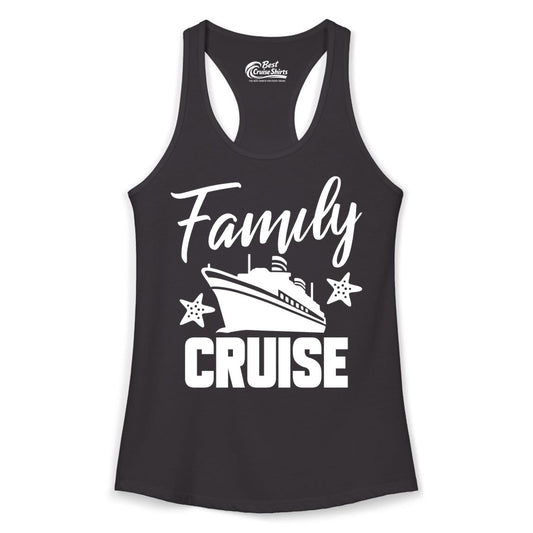 Family Cruise Shirt - Matching Cruise Vacation Apparel with Starfish (Ladies Tank) in Black - Family Cruise Shirt - Cruise Ship and Starfish Matching Family Tee