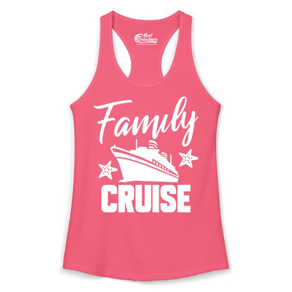 Family Cruise Shirt - Matching Cruise Vacation Apparel with Starfish (Ladies Tank) in Hot Pink - Family Cruise Shirt - Cruise Ship and Starfish Matching Family Tee