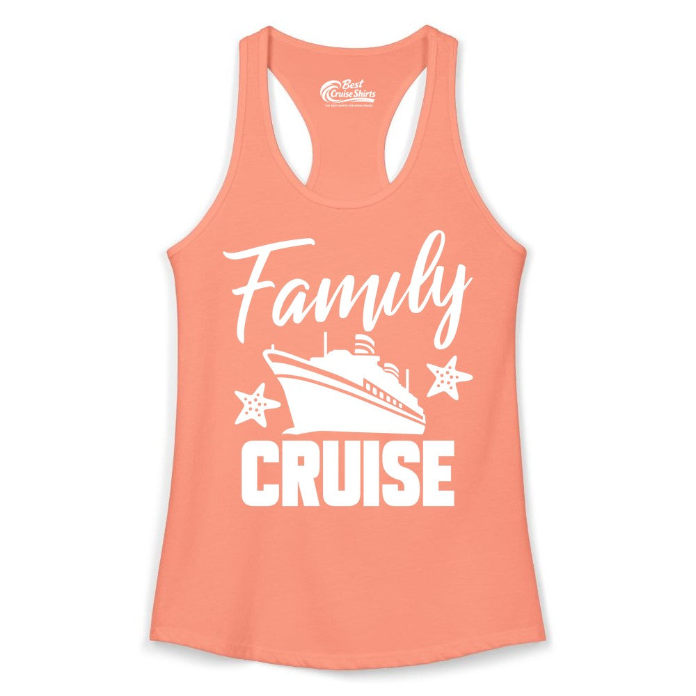 Family Cruise Shirt - Matching Cruise Vacation Apparel with Starfish (Ladies Tank) in Solid Light Orange - Family Cruise Shirt - Cruise Ship and Starfish Matching Family Tee