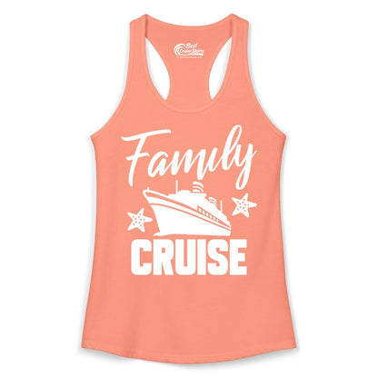 Family Cruise Shirt - Matching Cruise Vacation Apparel with Starfish (Ladies Tank) in Solid Light Orange - Family Cruise Shirt - Cruise Ship and Starfish Matching Family Tee