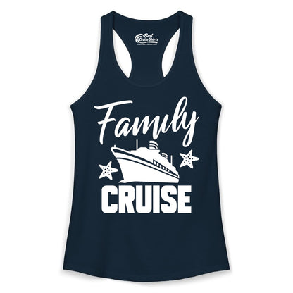 Family Cruise Shirt - Matching Cruise Vacation Apparel with Starfish (Ladies Tank) in Solid Midnight Navy - Family Cruise Shirt - Cruise Ship and Starfish Matching Family Tee