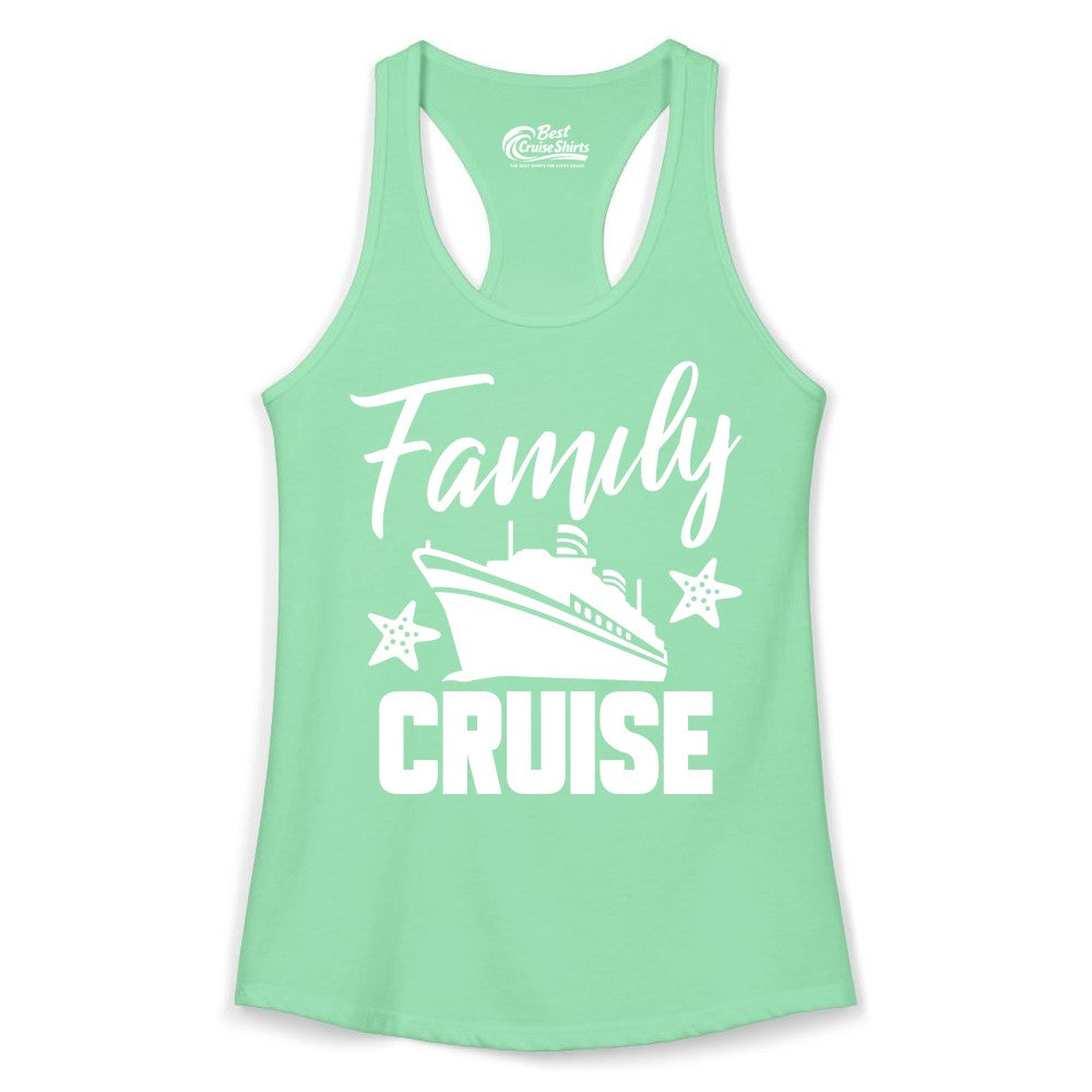 Family Cruise Shirt - Matching Cruise Vacation Apparel with Starfish (Ladies Tank) in Solid Mint - Family Cruise Shirt - Cruise Ship and Starfish Matching Family Tee