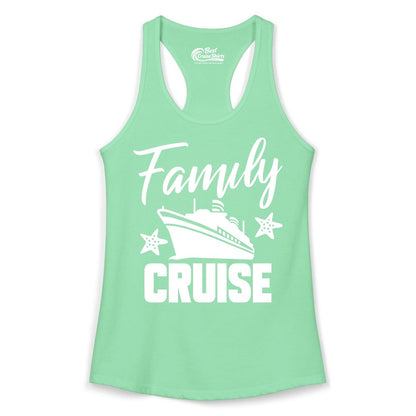 Family Cruise Shirt - Matching Cruise Vacation Apparel with Starfish (Ladies Tank) in Solid Mint - Family Cruise Shirt - Cruise Ship and Starfish Matching Family Tee