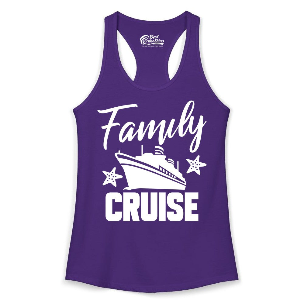 Family Cruise Shirt - Matching Cruise Vacation Apparel with Starfish (Ladies Tank) in Solid Purple Rush - Family Cruise Shirt - Cruise Ship and Starfish Matching Family Tee