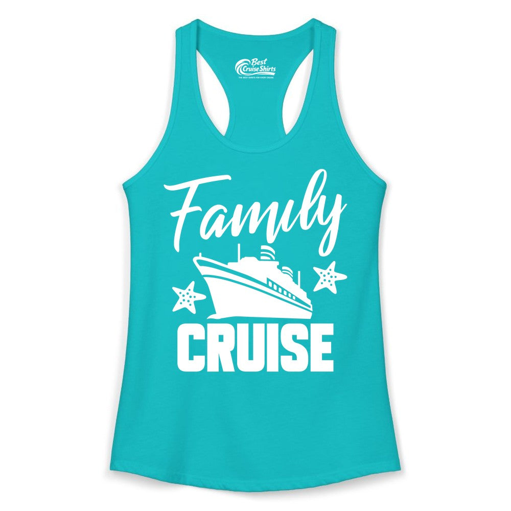 Family Cruise Shirt - Matching Cruise Vacation Apparel with Starfish (Ladies Tank) in Tahiti Blue - Family Cruise Shirt - Cruise Ship and Starfish Matching Family Tee