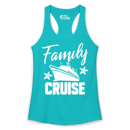 Family Cruise Shirt - Matching Cruise Vacation Apparel with Starfish (Ladies Tank) in Tahiti Blue - Family Cruise Shirt - Cruise Ship and Starfish Matching Family Tee