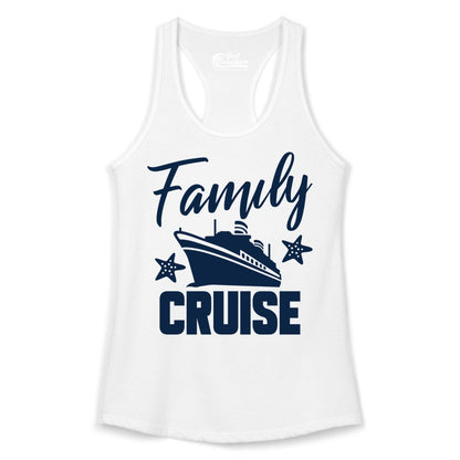 Family Cruise Shirt - Matching Cruise Vacation Apparel with Starfish (Ladies Tank) in White - Family Cruise Shirt - Cruise Ship and Starfish Matching Family Tee