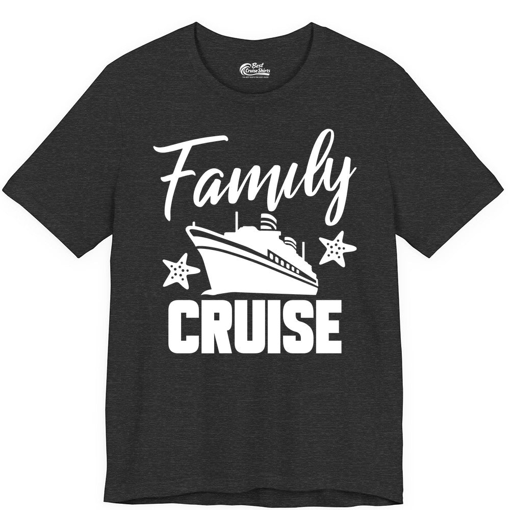 Family Cruise Shirt - Matching Cruise Vacation Apparel with Starfish (Premium Tee) in Dark Grey Heather - Family Cruise Shirt - Cruise Ship and Starfish Matching Family Tee