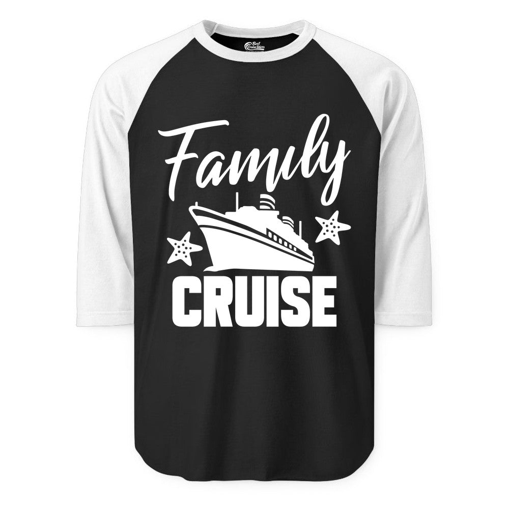 Family Cruise Shirt - Matching Cruise Vacation Apparel with Starfish (Raglan) in BlackWhite - Family Cruise Shirt - Cruise Ship and Starfish Matching Family Tee