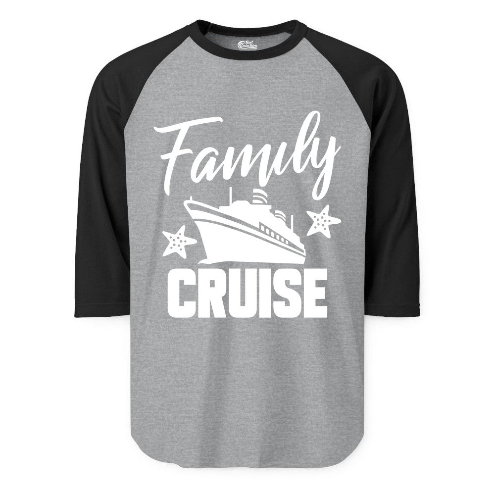 Family Cruise Shirt - Matching Cruise Vacation Apparel with Starfish (Raglan) in Heather GreyBlack - Family Cruise Shirt - Cruise Ship and Starfish Matching Family Tee
