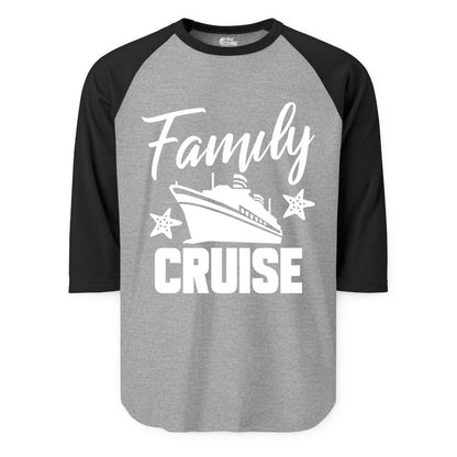 Family Cruise Shirt - Matching Cruise Vacation Apparel with Starfish (Raglan) in Heather GreyBlack - Family Cruise Shirt - Cruise Ship and Starfish Matching Family Tee