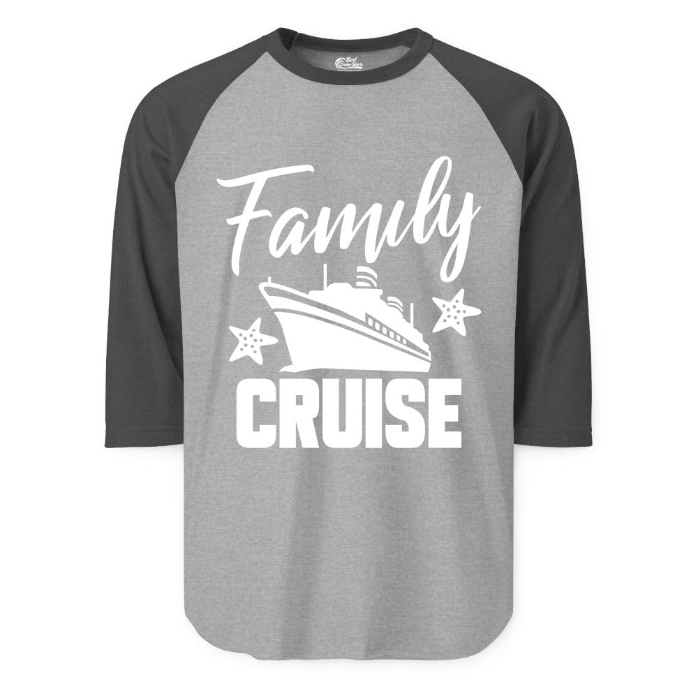 Family Cruise Shirt - Matching Cruise Vacation Apparel with Starfish (Raglan) in Heather GreyHeather Charcoal - Family Cruise Shirt - Cruise Ship and Starfish Matching Family Tee