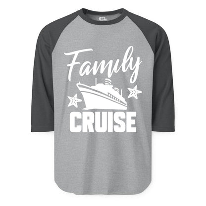 Family Cruise Shirt - Matching Cruise Vacation Apparel with Starfish (Raglan) in Heather GreyHeather Charcoal - Family Cruise Shirt - Cruise Ship and Starfish Matching Family Tee