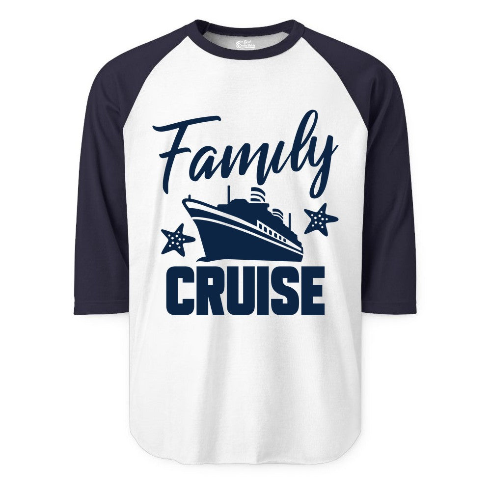 Family Cruise Shirt - Matching Cruise Vacation Apparel with Starfish (Raglan) in WhiteNavy - Family Cruise Shirt - Cruise Ship and Starfish Matching Family Tee