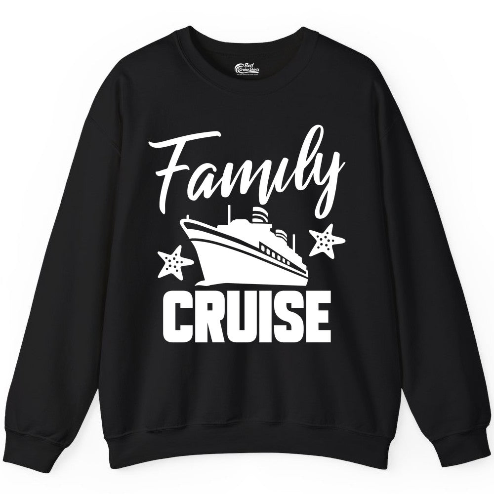 Family Cruise Shirt - Matching Cruise Vacation Apparel with Starfish (Sweatshirt) in Black - Family Cruise Shirt - Cruise Ship and Starfish Matching Family Tee