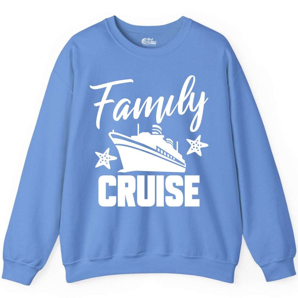 Family Cruise Shirt - Matching Cruise Vacation Apparel with Starfish (Sweatshirt) in Carolina Blue - Family Cruise Shirt - Cruise Ship and Starfish Matching Family Tee