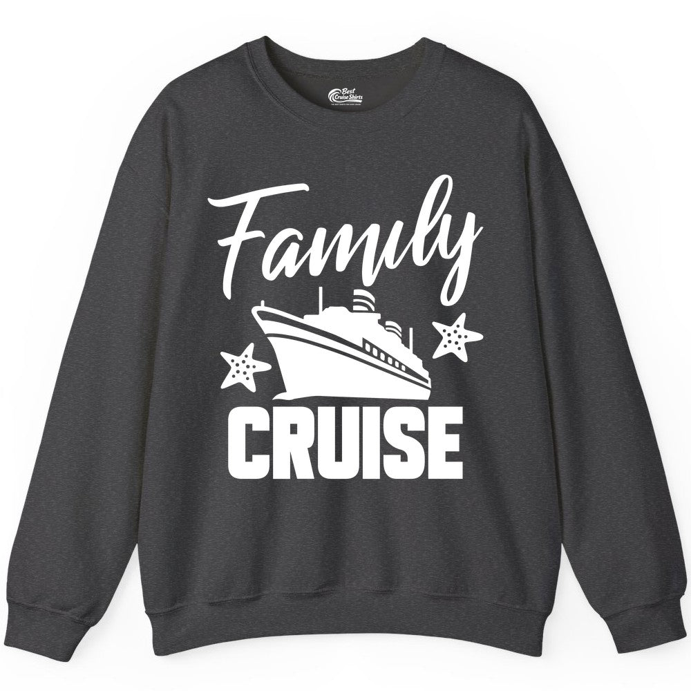 Family Cruise Shirt - Matching Cruise Vacation Apparel with Starfish (Sweatshirt) in Dark Heather - Family Cruise Shirt - Cruise Ship and Starfish Matching Family Tee