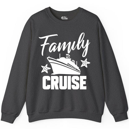 Family Cruise Shirt - Matching Cruise Vacation Apparel with Starfish (Sweatshirt) in Dark Heather - Family Cruise Shirt - Cruise Ship and Starfish Matching Family Tee