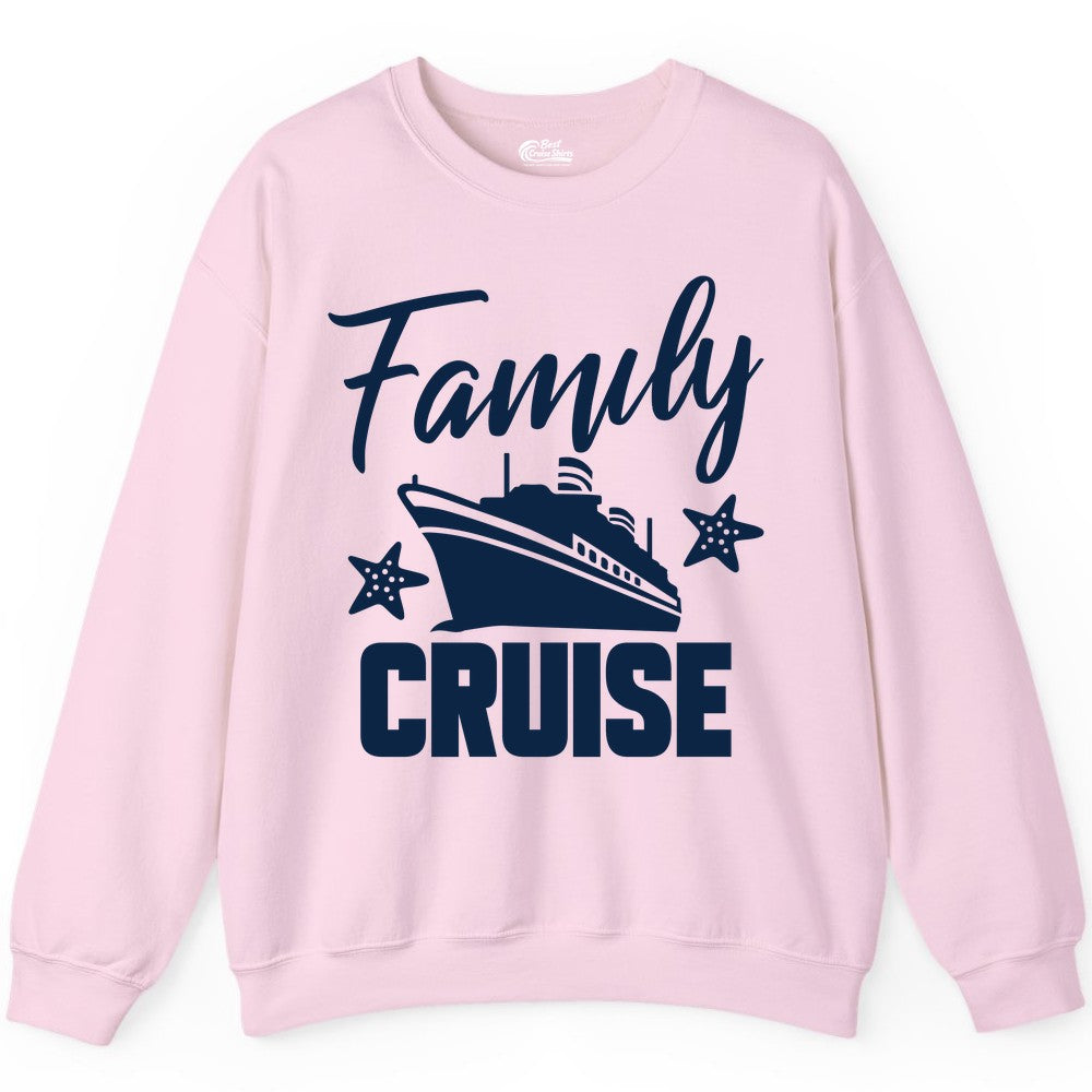 Family Cruise Shirt - Matching Cruise Vacation Apparel with Starfish (Sweatshirt) in Light Pink - Family Cruise Shirt - Cruise Ship and Starfish Matching Family Tee