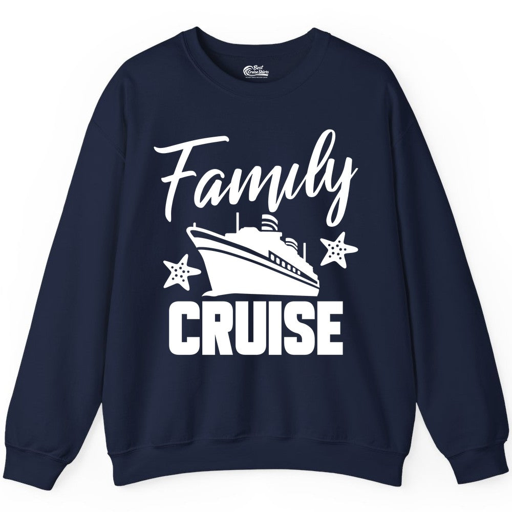 Family Cruise Shirt - Matching Cruise Vacation Apparel with Starfish (Sweatshirt) in Navy - Family Cruise Shirt - Cruise Ship and Starfish Matching Family Tee