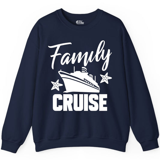 Family Cruise Shirt - Matching Cruise Vacation Apparel with Starfish (Sweatshirt) in Navy - Family Cruise Shirt - Cruise Ship and Starfish Matching Family Tee