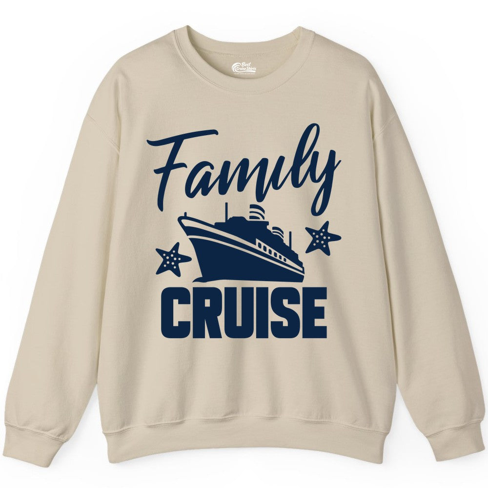 Family Cruise Shirt - Matching Cruise Vacation Apparel with Starfish (Sweatshirt) in Sand - Family Cruise Shirt - Cruise Ship and Starfish Matching Family Tee