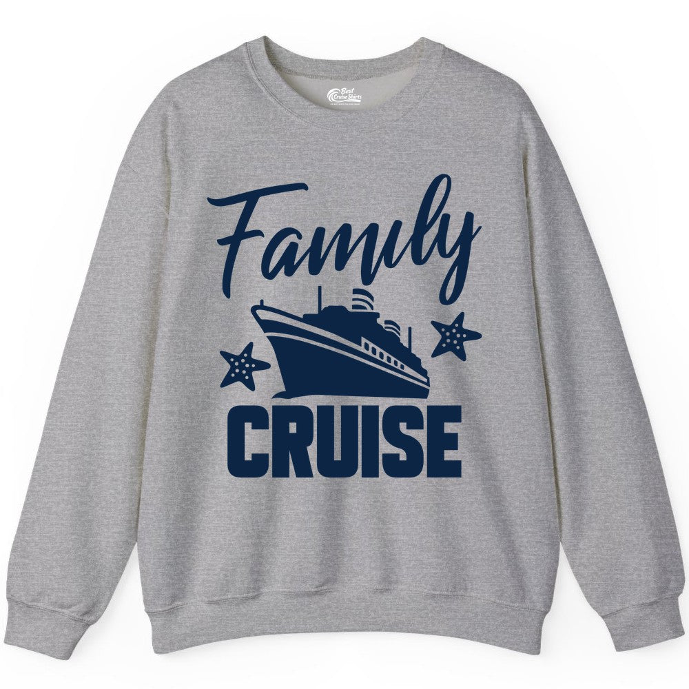 Family Cruise Shirt - Matching Cruise Vacation Apparel with Starfish (Sweatshirt) in Sport Grey - Family Cruise Shirt - Cruise Ship and Starfish Matching Family Tee