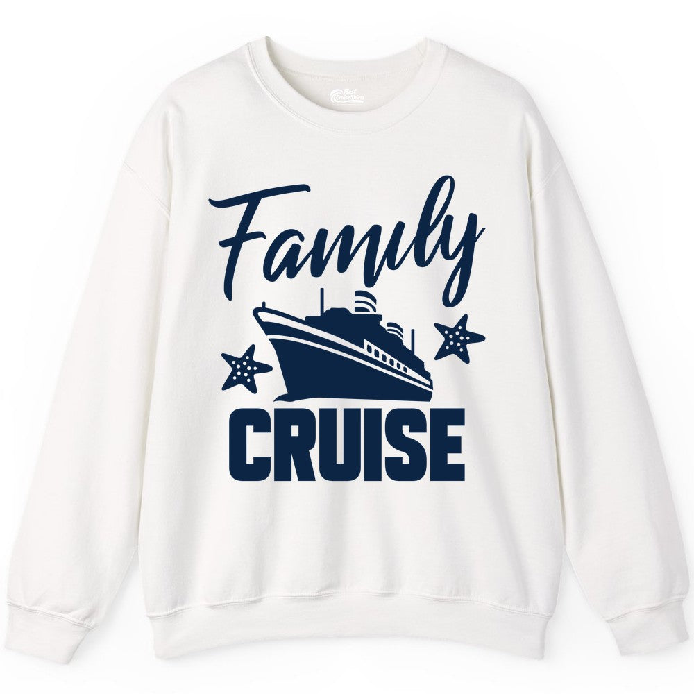 Family Cruise Shirt - Matching Cruise Vacation Apparel with Starfish (Sweatshirt) in White - Family Cruise Shirt - Cruise Ship and Starfish Matching Family Tee