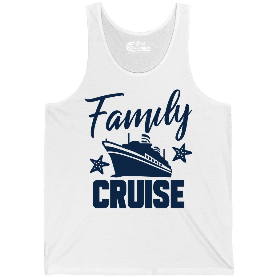 Family Cruise Shirt - Matching Cruise Vacation Apparel with Starfish (Tank Top) in White - Family Cruise Shirt - Cruise Ship and Starfish Matching Family Tee
