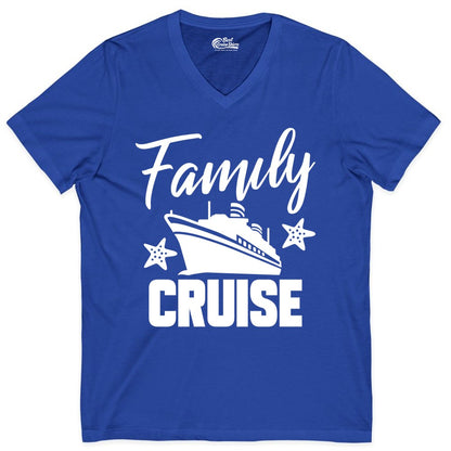 Family Cruise Shirt - Matching Cruise Vacation Apparel with Starfish (V-Neck) in True Royal - Family Cruise Shirt - Cruise Ship and Starfish Matching Family Tee
